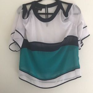 INC Sheer cold shoulder sheer blouse